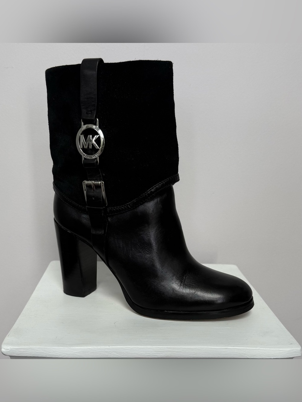 MICHAEL Michael Kors Black Leather & Suede Fulton Harness Boot